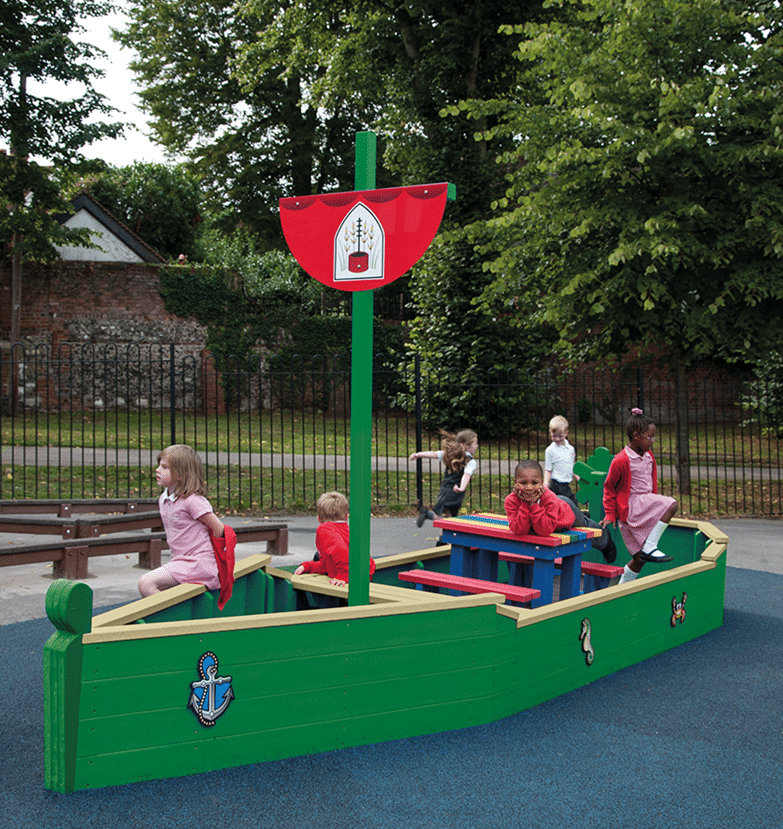 Green-Beige-Play-Boat - Marmax Recycled Plastic Products - Manufactured in the UK