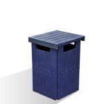 Waste-Bin-Closed-Blue-on-White-with-Shadow - Marmax Recycled Plastic Products - Manufactured in the UK
