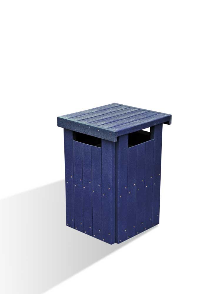 Waste-Bin-Closed-Blue-on-White-with-Shadow - Marmax Recycled Plastic Products - Manufactured in the UK