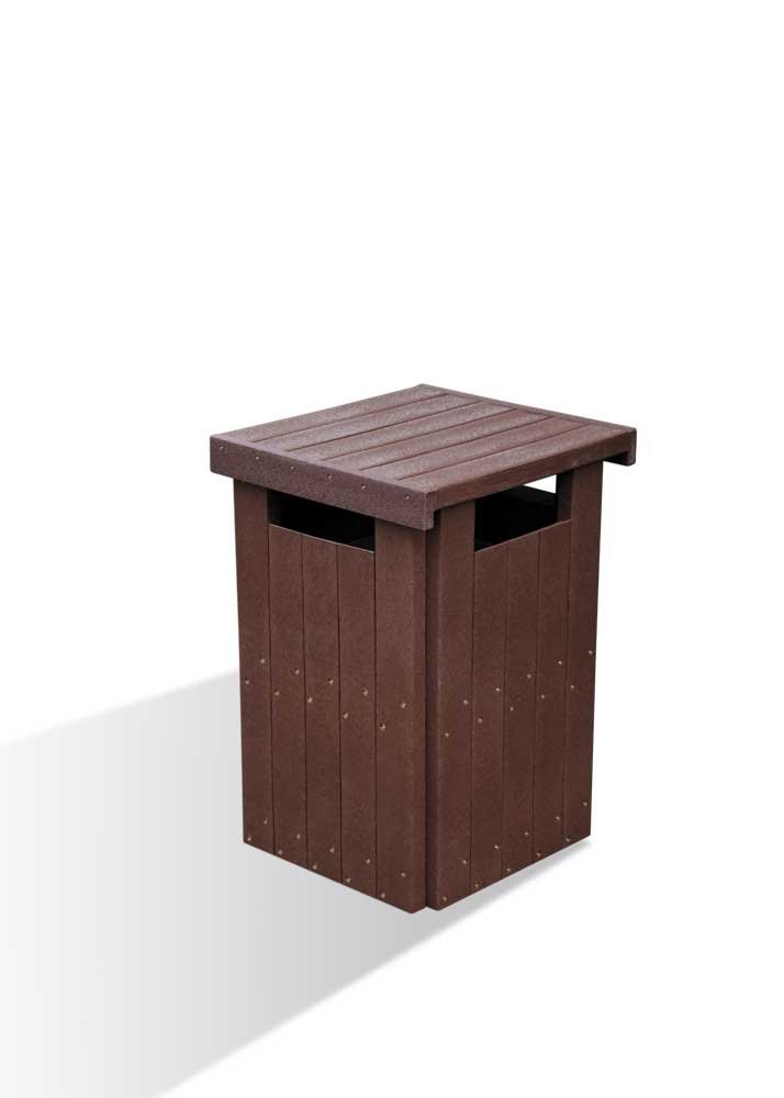Waste-Bin-Closed-Brown-on-White-with-Shadow - Marmax Recycled Plastic Products - Manufactured in the UK