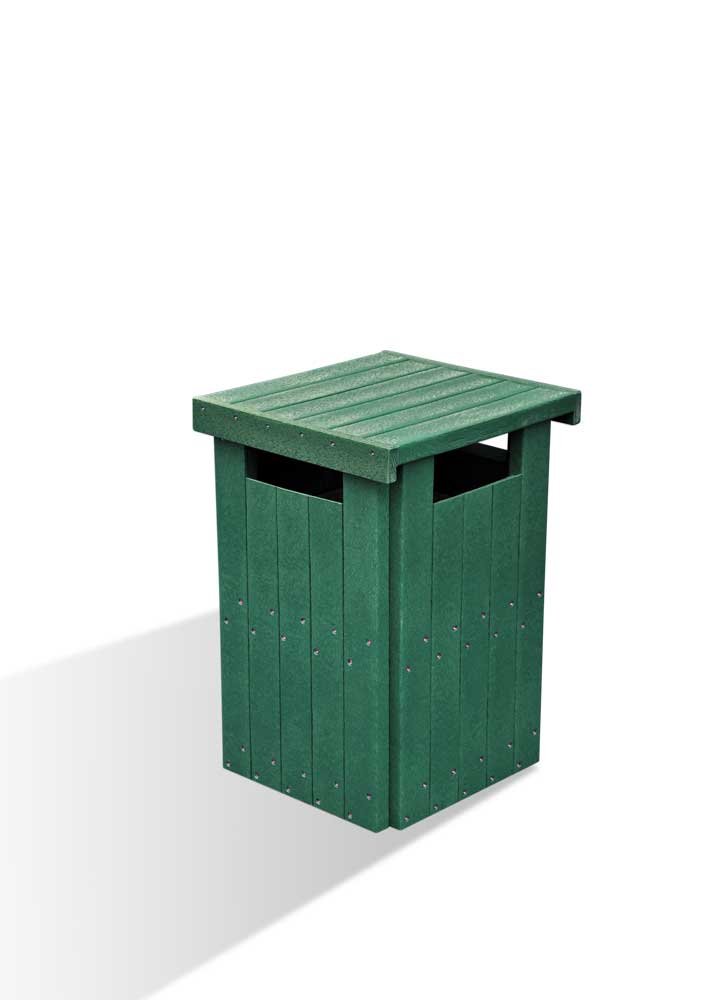 Waste-Bin-Closed-Green-on-White-with-Shadow - Marmax Recycled Plastic Products - Manufactured in the UK