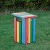 Waste Bin Rainbow 2 - Marmax Recycled Plastic Products - Manufactured in the UK Rainbow Waste Bin with open lid on grass